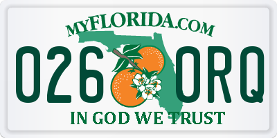FL license plate 0260RQ