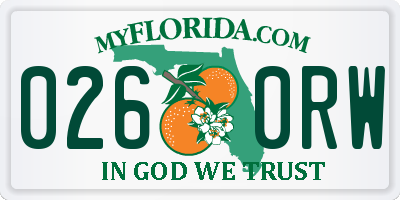 FL license plate 0260RW