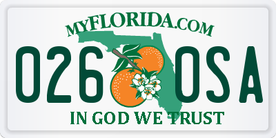 FL license plate 0260SA