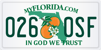 FL license plate 0260SF