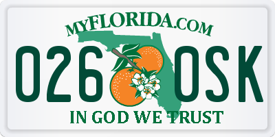 FL license plate 0260SK