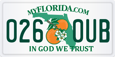 FL license plate 0260UB