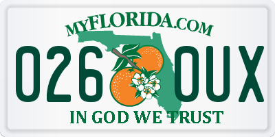 FL license plate 0260UX