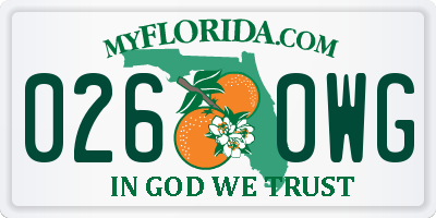 FL license plate 0260WG