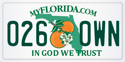 FL license plate 0260WN