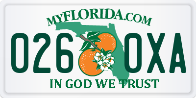 FL license plate 0260XA
