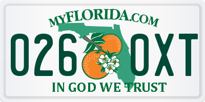 FL license plate 0260XT