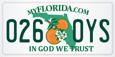 FL license plate 0260YS