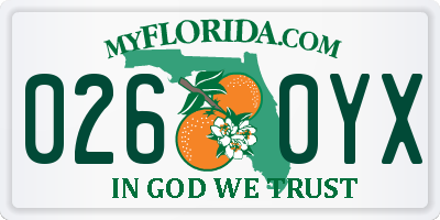 FL license plate 0260YX