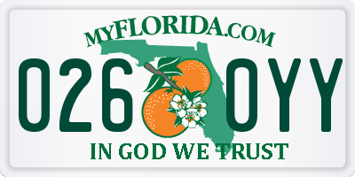 FL license plate 0260YY