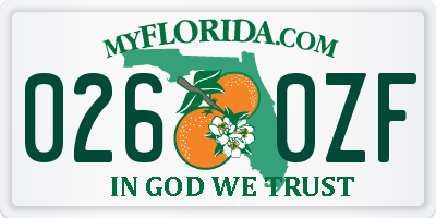 FL license plate 0260ZF
