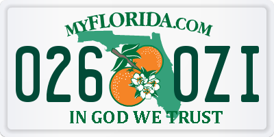 FL license plate 0260ZI