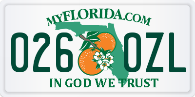 FL license plate 0260ZL