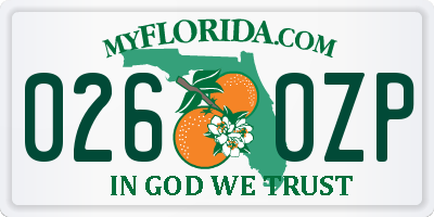 FL license plate 0260ZP