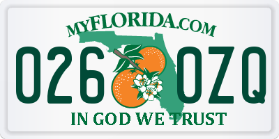 FL license plate 0260ZQ
