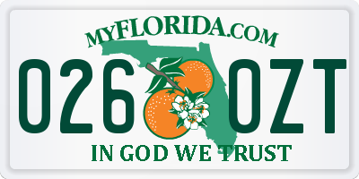 FL license plate 0260ZT