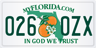 FL license plate 0260ZX