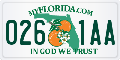 FL license plate 0261AA