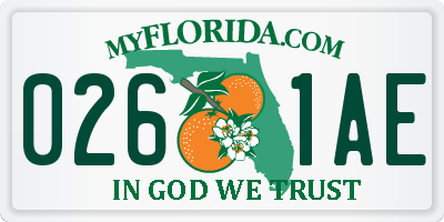 FL license plate 0261AE