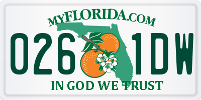 FL license plate 0261DW