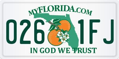 FL license plate 0261FJ