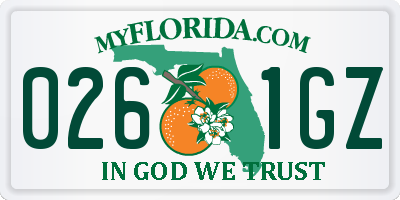 FL license plate 0261GZ