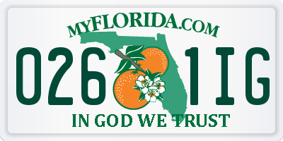 FL license plate 0261IG