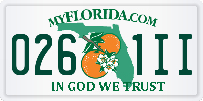 FL license plate 0261II