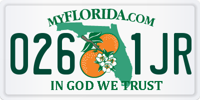 FL license plate 0261JR