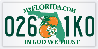 FL license plate 0261KO