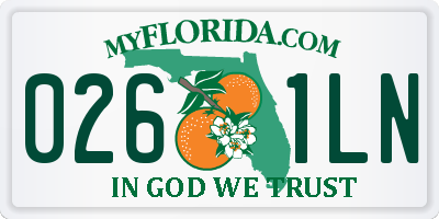 FL license plate 0261LN