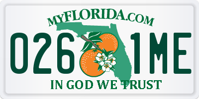 FL license plate 0261ME
