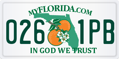 FL license plate 0261PB