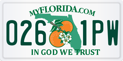 FL license plate 0261PW