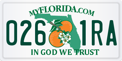 FL license plate 0261RA