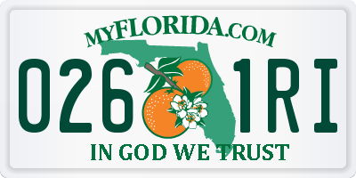 FL license plate 0261RI