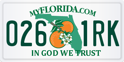 FL license plate 0261RK