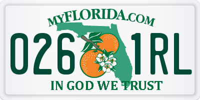 FL license plate 0261RL