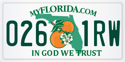 FL license plate 0261RW