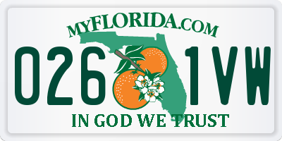 FL license plate 0261VW
