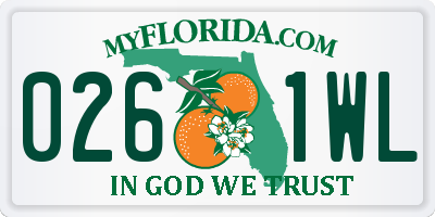 FL license plate 0261WL