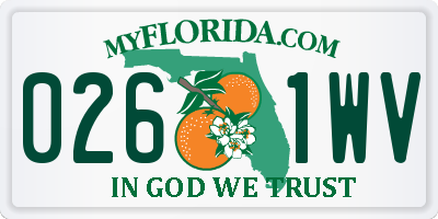 FL license plate 0261WV