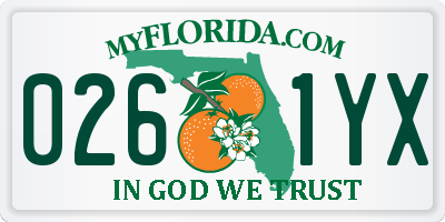 FL license plate 0261YX