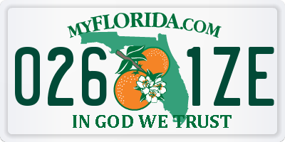 FL license plate 0261ZE