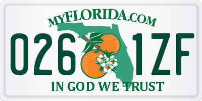 FL license plate 0261ZF