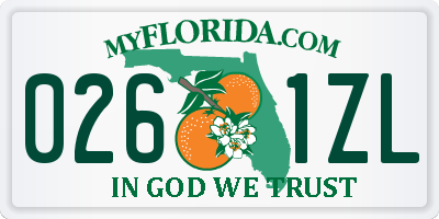 FL license plate 0261ZL