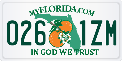 FL license plate 0261ZM