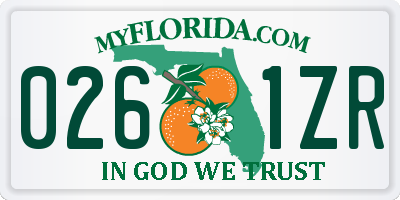 FL license plate 0261ZR