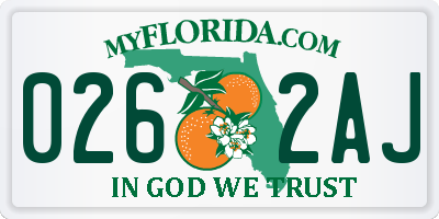 FL license plate 0262AJ