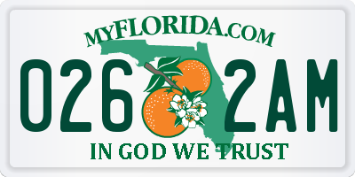 FL license plate 0262AM
